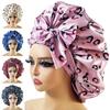 New Large Satin Bonnet Silk Night Sleeping Cap with Head Tie Band Bonnet Edge Wrap for Women Curly Braid Hair