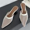 Fashion Eilyken Summer Hollow Out Mesh Women Slippers Sandals Fashion Pointed Toe Thin Heels Shoes Elegant Mules Zapatos De Mujer