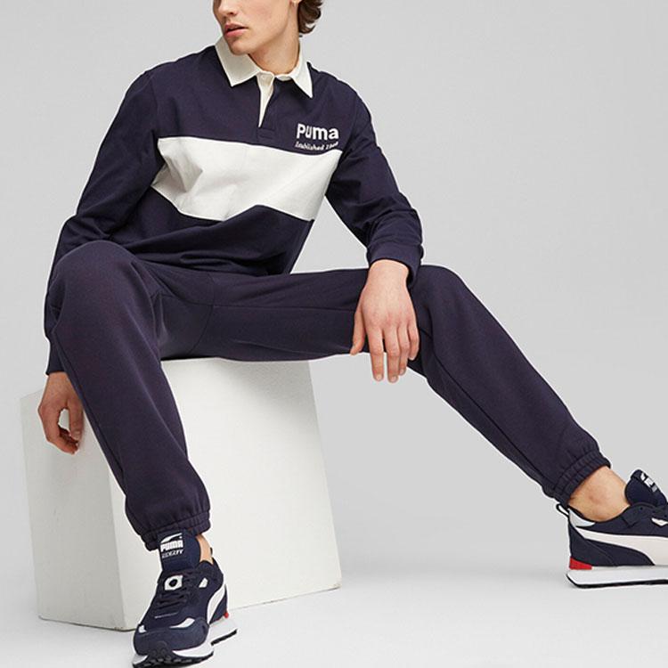 Puma Letter Embroidered Mid Waist Fleece Casual Pants Men Bottoms Black 625311-16