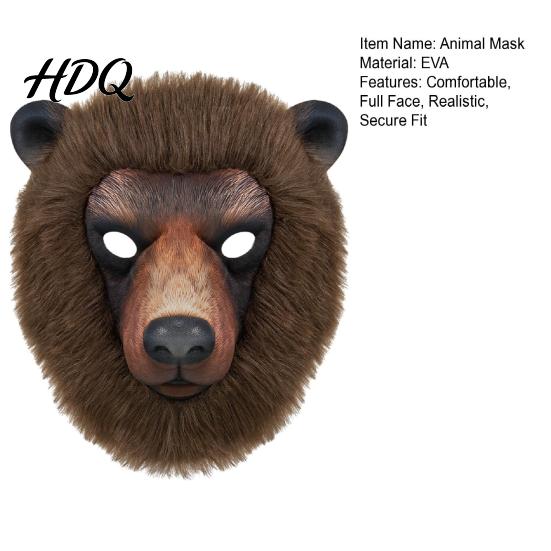 Realistic Animal Costume Accessory Mask Sheep Brown Bear Full Face Breathable Party Mask Cosplay for Halloween Props Hair Texture