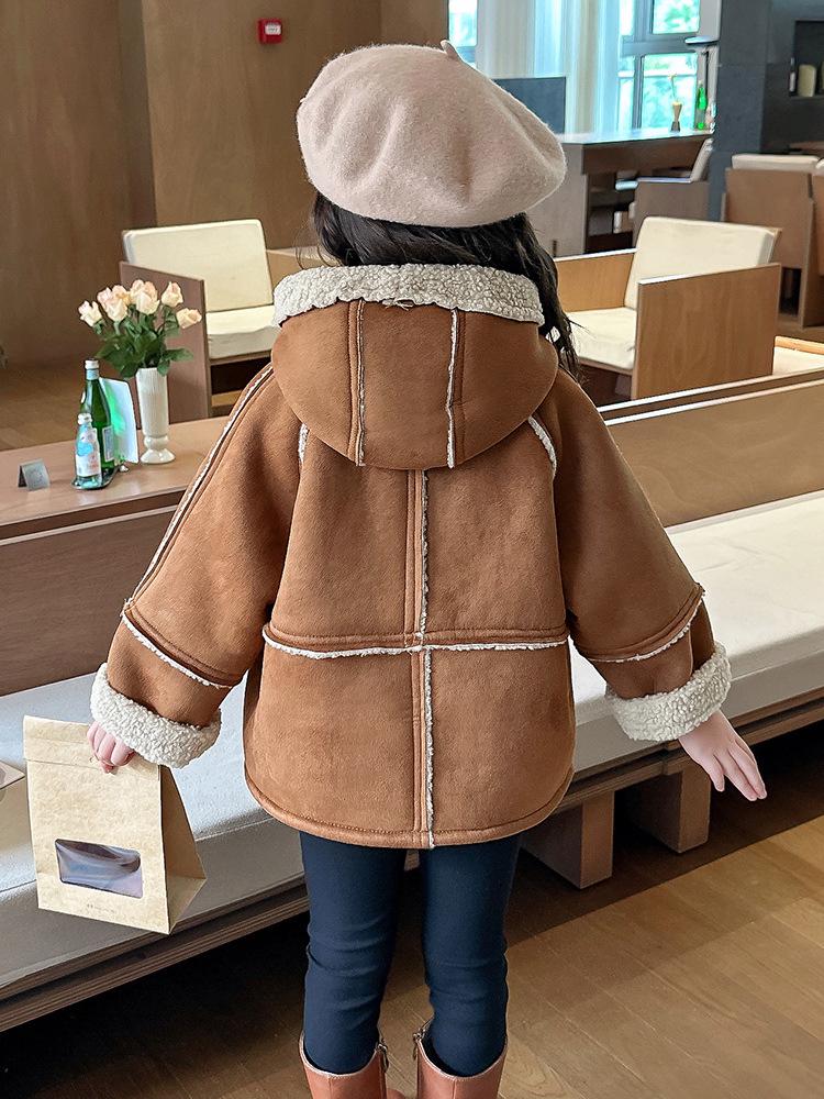 Girls' Thick Winter Hooded Coat, Autumn/Winter 2025 Fashion