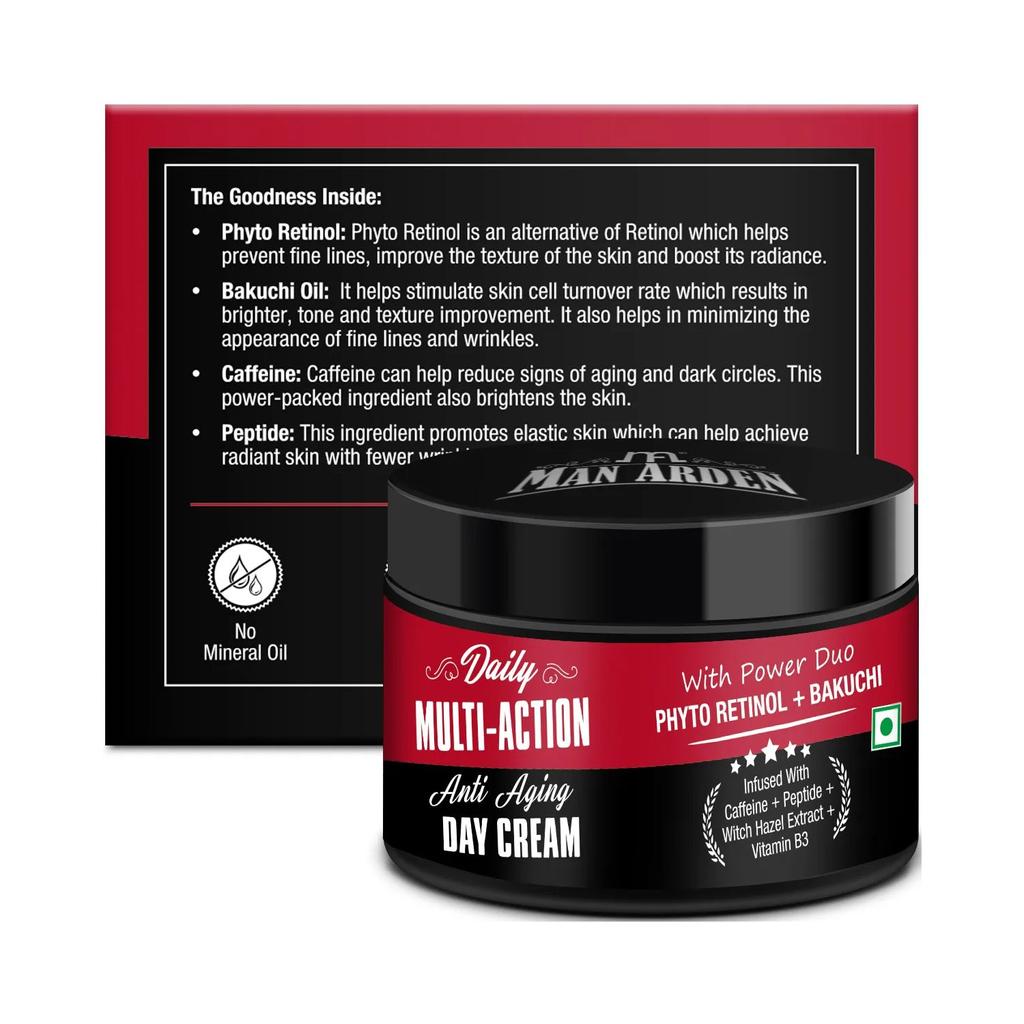 Phytoretinol & Bakuchi Anti-Aging Day Cream (50 G), Daily Multi-Action Anti Aging Phyto Retinol + Bakuchi Day Cream Man Arden