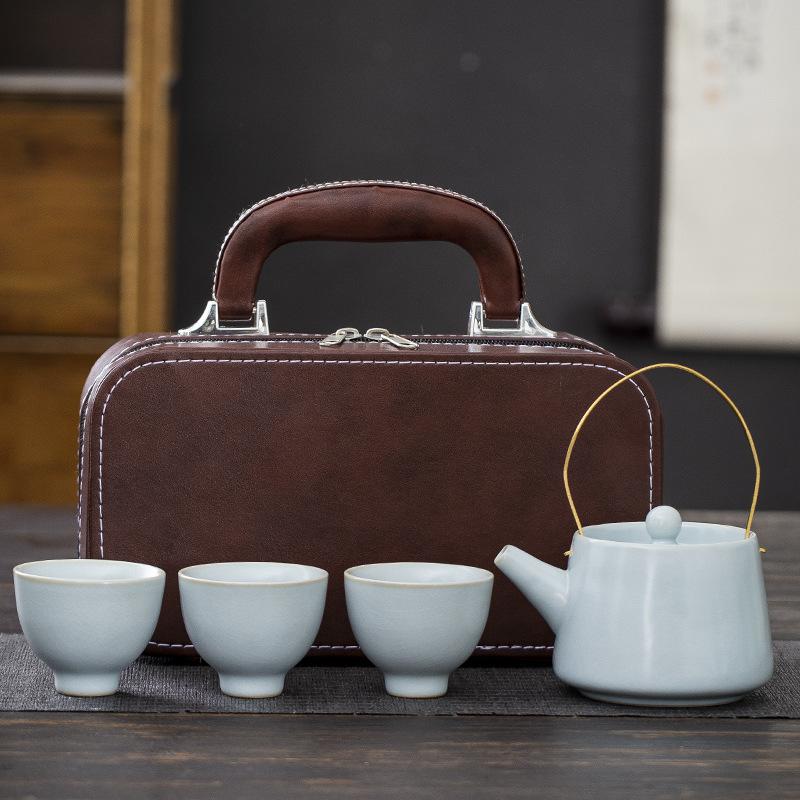 Simple travel tea set Portable outdoor kung fu tea set Ceramic tea set Business express cup gift