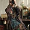 Women Vintage Patchwork Color Coats Winter Chinese Style Warm Cotton Pockets Coats