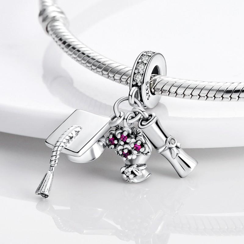 Charms Bead Copper Pink Butterfly Luminous Firefly Dangle Fit Pandora Bracelet Necklace Diy Jewelry