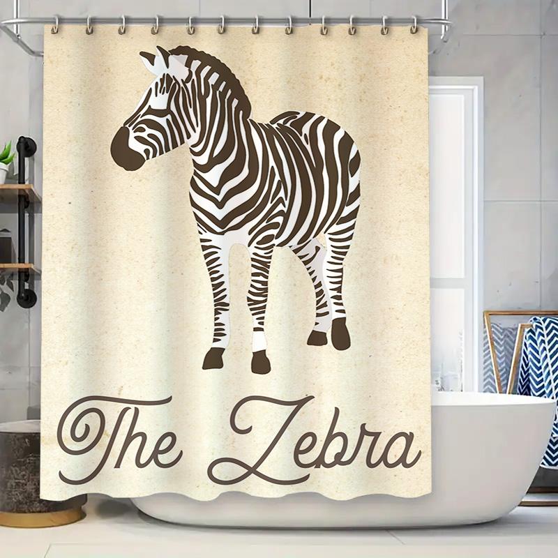 Черно-белая полосатая зебра Шторка для душа Декор для ванной комнаты Домашняя ванная комната Современный стиль Текстурированная ткань Душевая панель 90x180cm