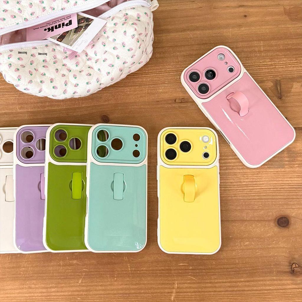 High-Grade Solid Color Ring Holder Phone Case, Compatible with iPhone 14/13 and Apple Promax Models, Drop-Proof Design