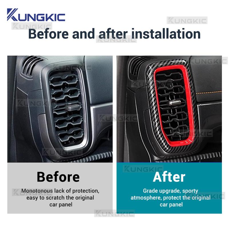 For Ford Ranger 2024 2025 LHD RHD Car Air Outlet Frames Carbon fiber pattern Interior Accessories