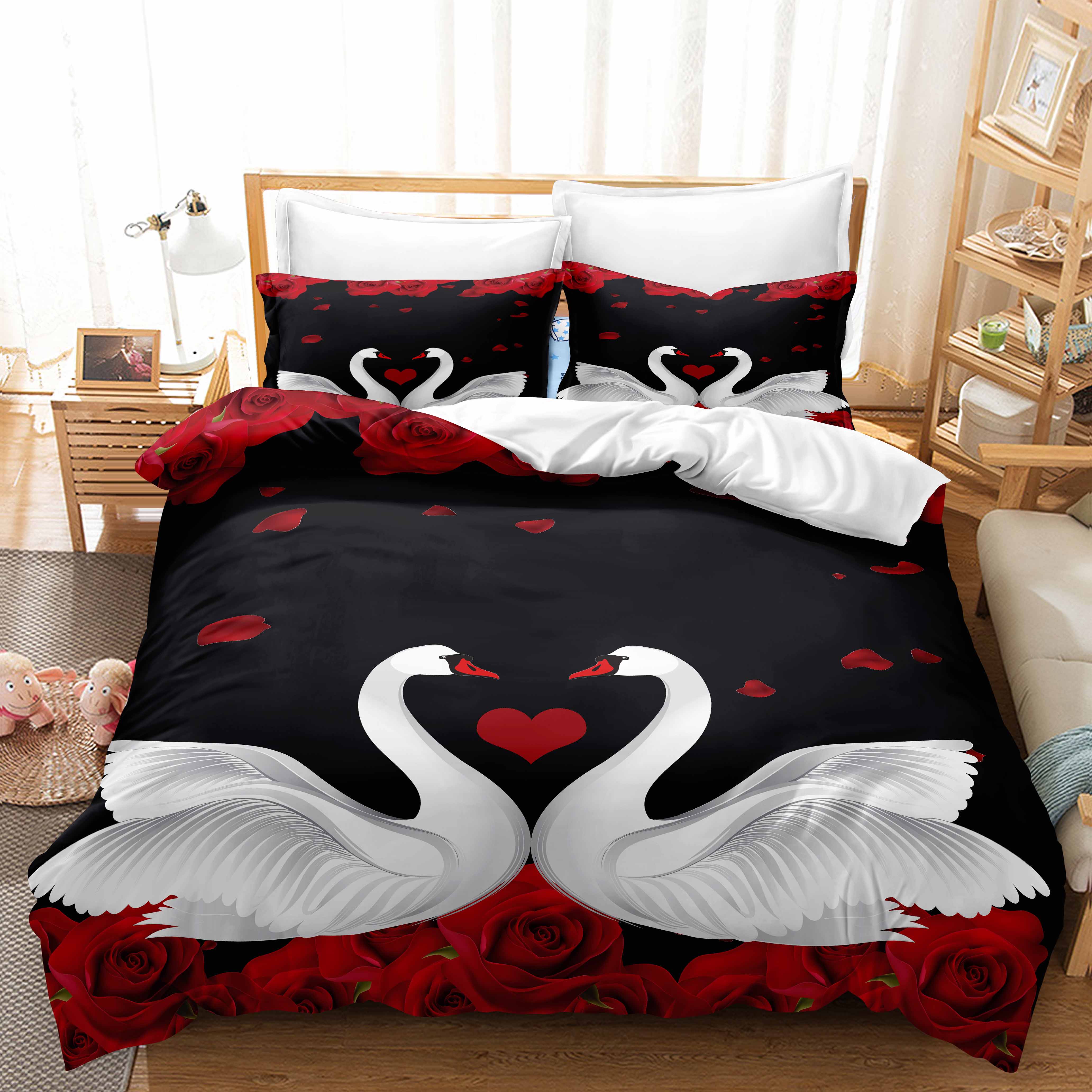 

3D комплект постельного белья «Современная романтическая любовь» для молодоженов, одеяло и наволочка AU240 * 270, супер размер, комната для пары, мягкое украшение для дома AU Double 180x210cm