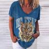 Summer V Neck Tee Shirt 3D Printing Tiger Printed Short Sleeve Top Casual Fashion Women's T-Shirt Street Harajuku Hip-Hop Female Clothes
