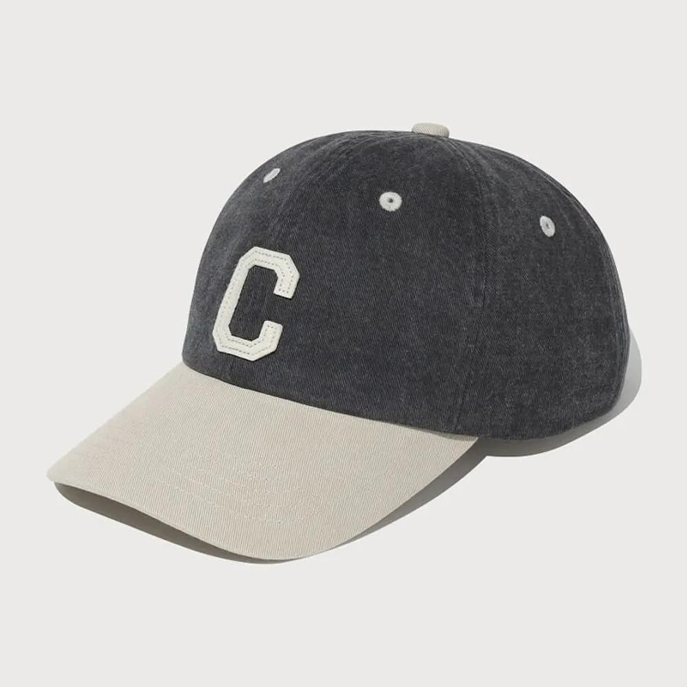 [COVERNAT] C-Logo Cozy Fit Washed Color Block Ball Cap Charcoal CO2606CA08CH