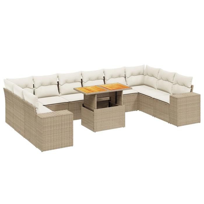 VidaXL Garden Lounge Set with Cushions 11 Pcs, Patio Sofas, Patio Furniture Set, Outdoor Furniture, Beige 3272808