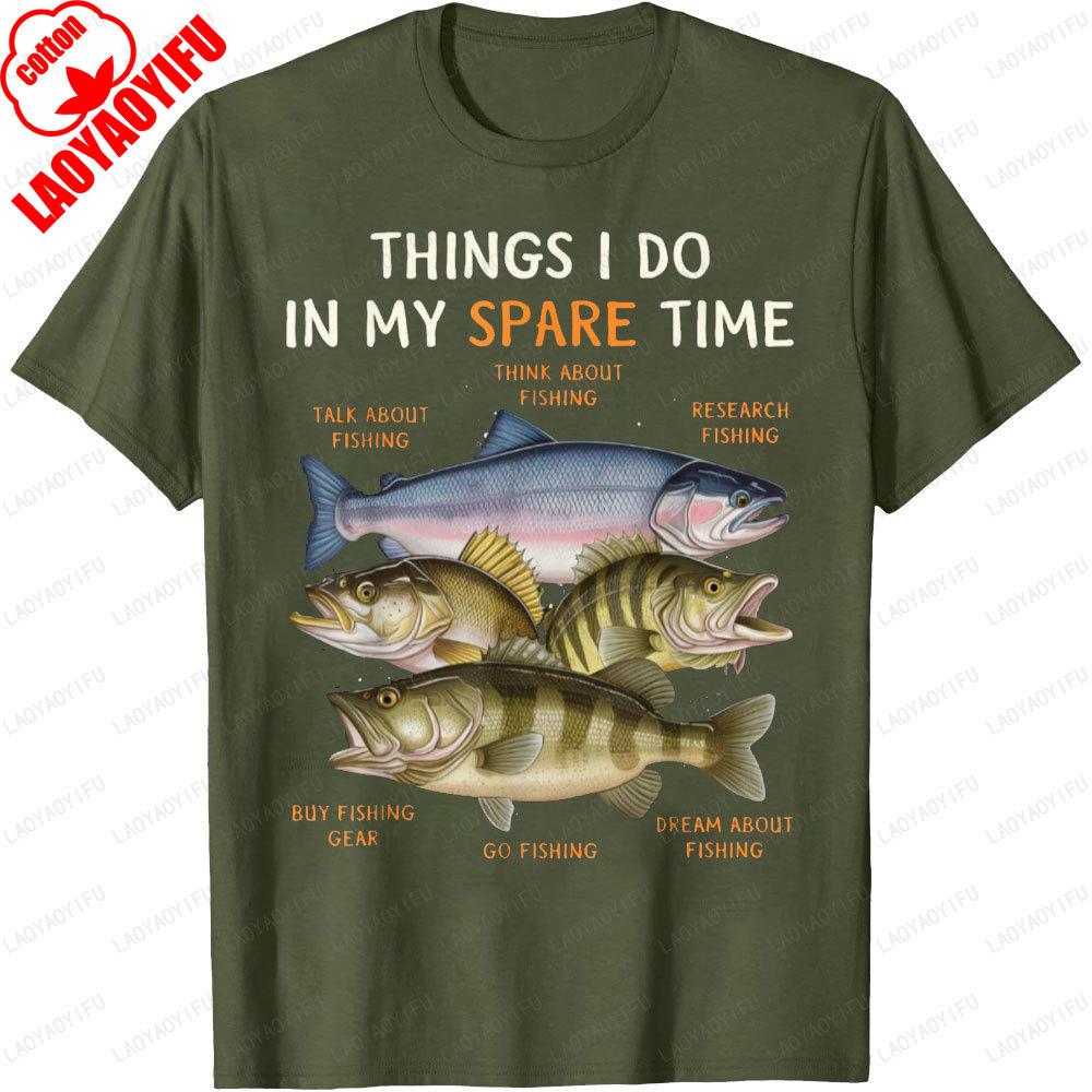 Freizeitangeln Grafik T-Shirts Klassisch Fisch Bedruckt Herren Kleidung Street Fashion Lässig Angeln Gehen Tops Unisex Baumwollhemden