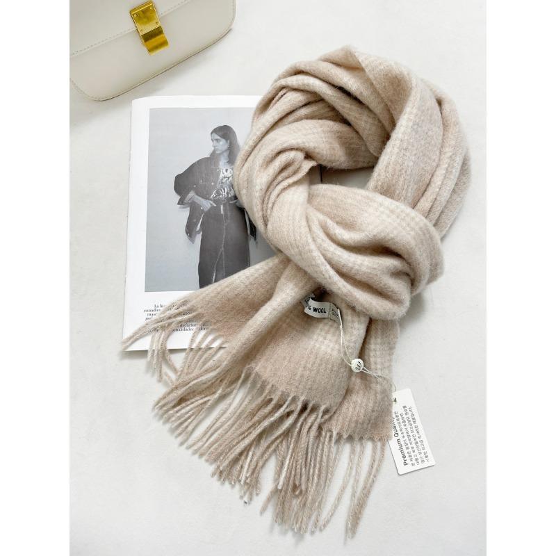 100 wool scarves women's winter cream sweet wind plaid scarves thickened warm fringed scarves