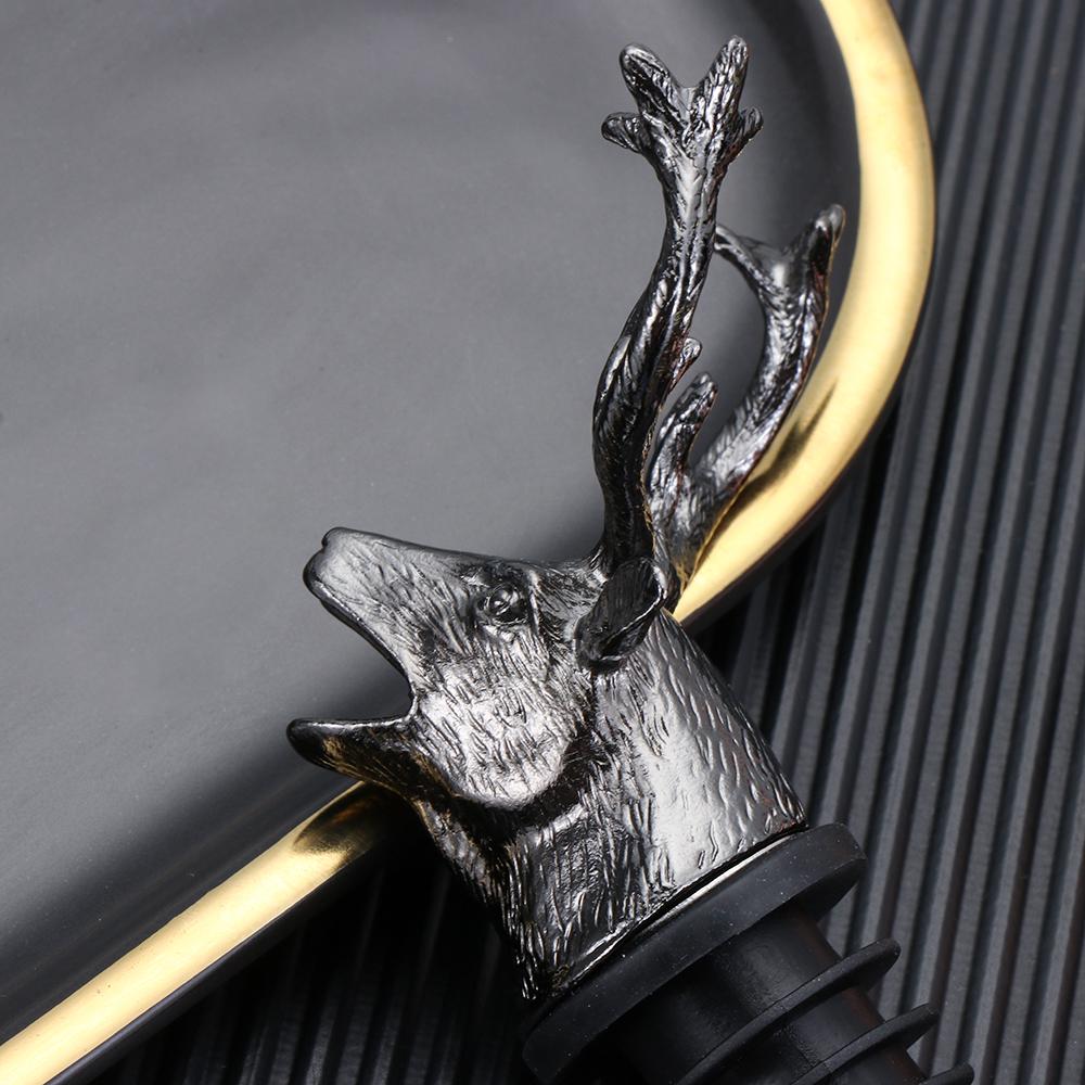 Zinc Alloy Deer Head Christmas Ornament Unique Stag Bottle Stoppers  Wine Aerators Wine Pourer