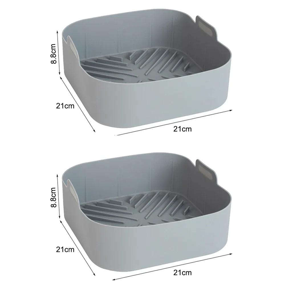 21CM Silicone Air Fryers Liner Basket Square Reusable AirFryers Pot Tray Heat Resistant Food Baking AirFryers Oven Accessories