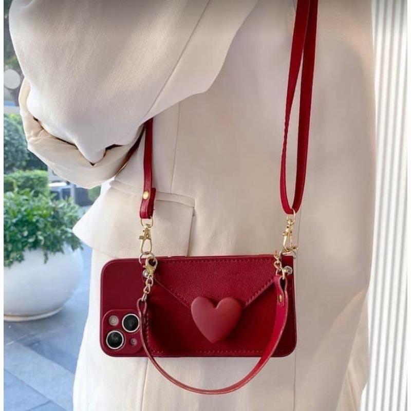 Women Silicone Phone Case With Love Coin Purse Crossbody Strap For Iphone 16 Pro Max 12 17 Pro