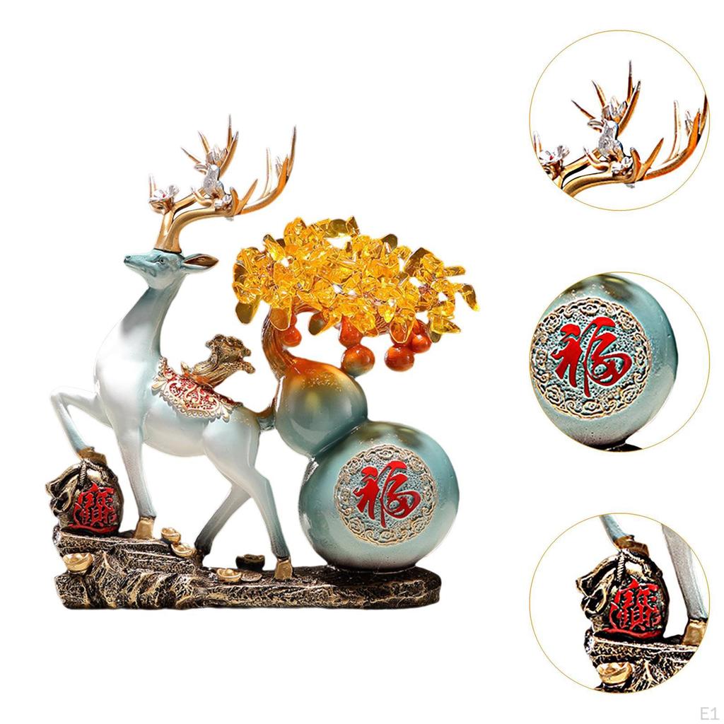 Feng Shui Chinese Deer Statue Wealth Luck Traditional as Gifts Reindeer Sculpture Desktop