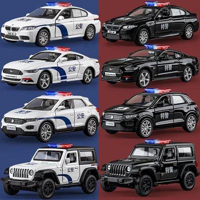 Chinese Police Car Series BMW M5 Ford Mustang VW T-ROC Jeep Wrangler Diecasts & Toy Vehicles 1:36 Alloy Model Pull Back Cars