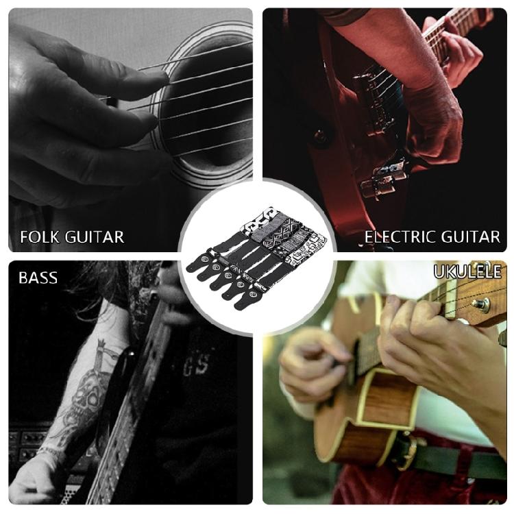 Practical Instrument Strap Polyester Texture Ergonomic for Guitar Bass Enhanced Width Design Detachable Pick Slot