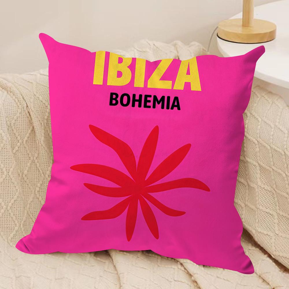 Travel Vacation Series Cushion Cover Silky Short Plush Invisible Zipper Dustproof Sofa Pillow Case For Home Decor