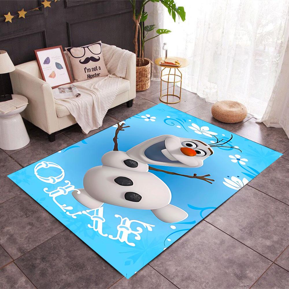 Frozen Olaf Cartoon Theme Non-Slip Rug - Made of Polyester, Suitable for Home Décor, Bedrooms, Living Rooms, Entryways, and Studios.