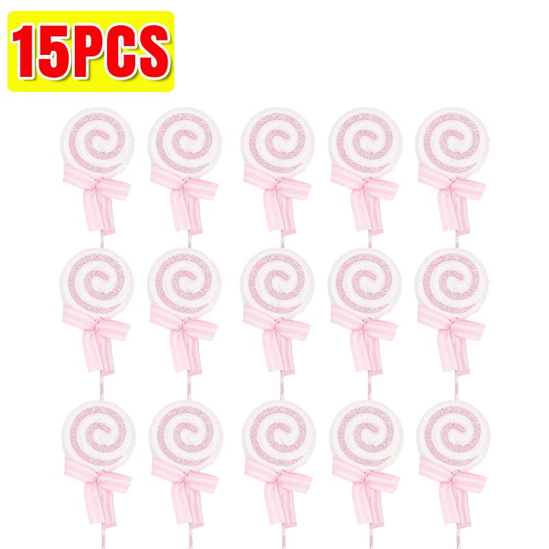 Christmas Lollipop Ornaments Plastic Glittery Candy Cane Xmas Tree Hanging Pendants Home Party Festival New Year Decors Gifts