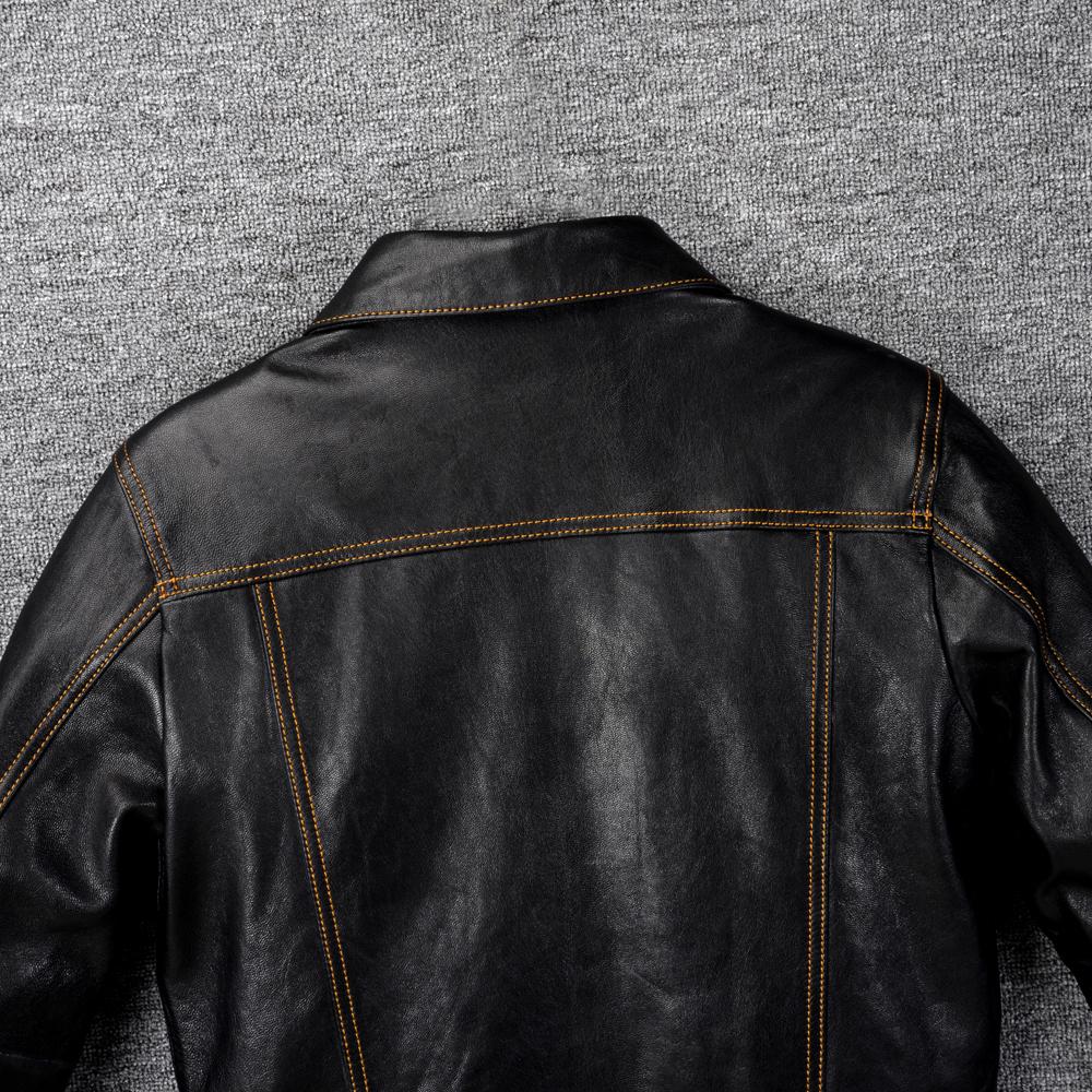 Classic 506 Style Genuine Cow Leather Jacket For Men Blue Black Natural Goatskin Coat Man  Slim Fit Soft Male Clothes Autumn