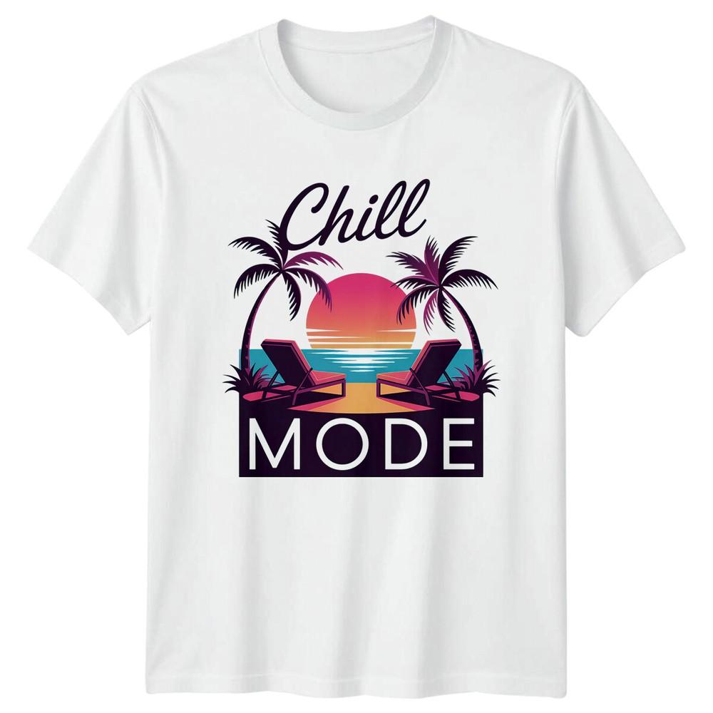 Chill Mode Beach Palm Trees Travel Unisexs TShirt Unisexs Tee Graphic Top S
