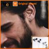 Vnox Triangle Stud Earrings for Men Women, AAA CZ Stone Unisex Windmill Design Unisex Ear Jewelry, Punk Rock Vintage Accessory