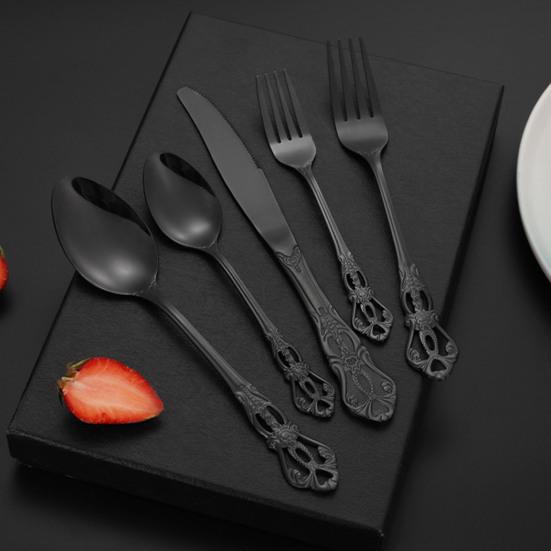 5PCS Tableware Set Stainless Steel Flatware Durable Corrosion Resistant Utensils Elegant Design Cutlery for Dinner Party