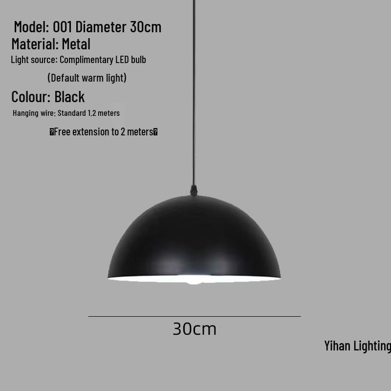 Modern Nordic Single-Head Pendant Light for Hotels, Bars, and Restaurants - Industrial Retro Style Lampshade.
