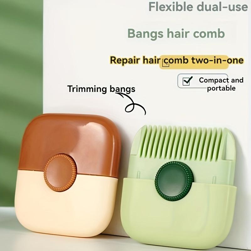2-in-1 Dual-Sided Hair Trimmer Comb Adjustable Length Portable Clipper for Bangs Split Ends Detangling, Ergonomic Styling Tool