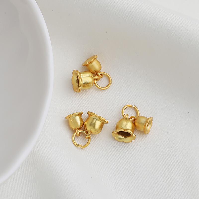 Gold-Plated Retro Lily of the Valley Pendant Bracelet with Tassel Charm