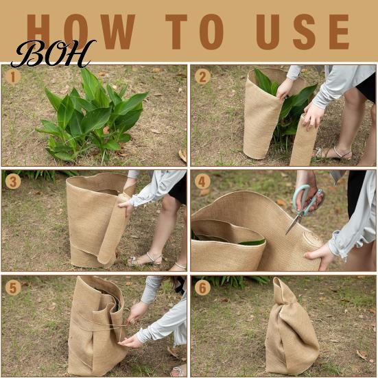 Garden Tree Bark Cover Natural Burlap Wrap, Winter Plant Trunk Protector, Wrap Fabric Frost Freeze Protection for Shrubs, Outdoor Trees