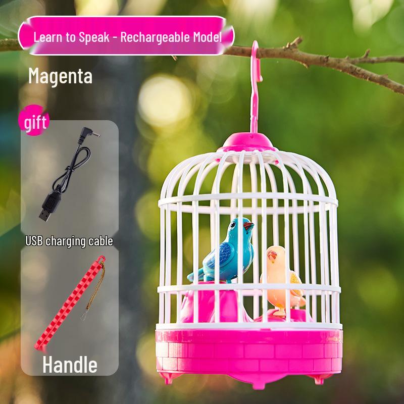 Voice-Controlled Talking Bird Toy with Simulated Birdcage, Repeats & Aids Speech for Kids Aged 1-3
