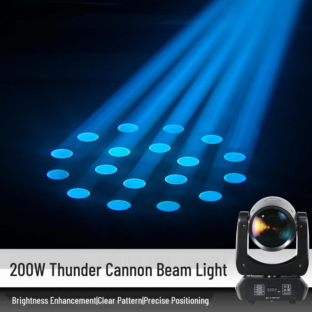 200W LED Thunder Cannon Moving Head Light - Colorful Rotating Beam for KTV Performance