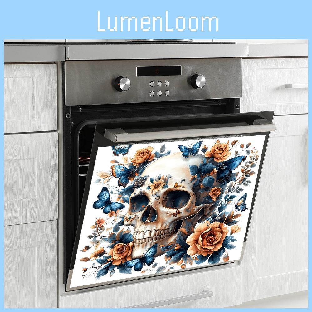 Skull Smiling Halloween With Flower Butterfly Stickers For Lounge Decor Area