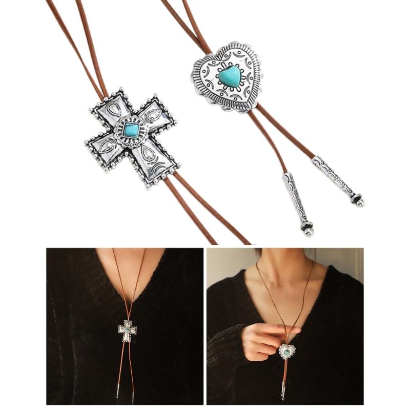 Damen Coole Choker Kreuzanhänger Halsband Schlüsselbeinkette Choker Bolo Tie Lariat Stil Kragen Schmuck