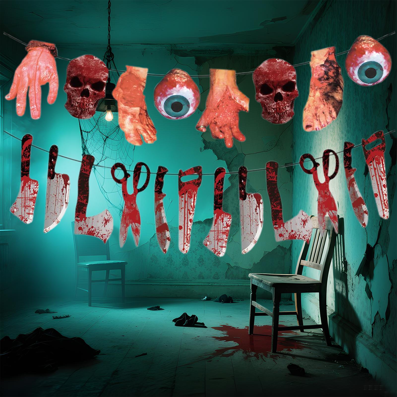 Halloween Banner 2025 Spooky Broken Feet Banner Halloween Scary Hangable Backdrop Decoration For Wall Party Home Garden Garage China Mainland