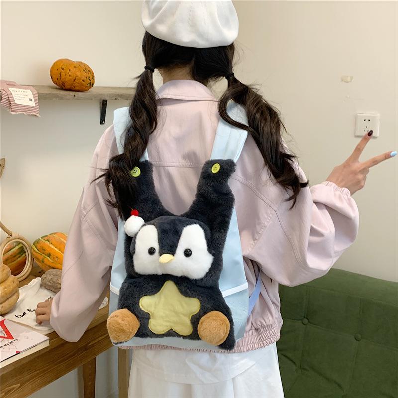 Schoolbag Plush Penguin Children's School Bag Personalized Shoulder Crossbody Bag Multifunctional Backpack Cute Super Cute Kindergarten Backpack