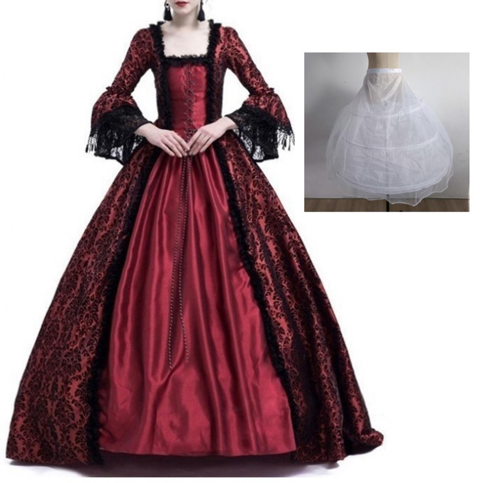 

Женское ожерелье, модное готическое платье с длинными рукавами и капюшоном, длиной до пола, платье для косплея с поддержкой юбки XL винный