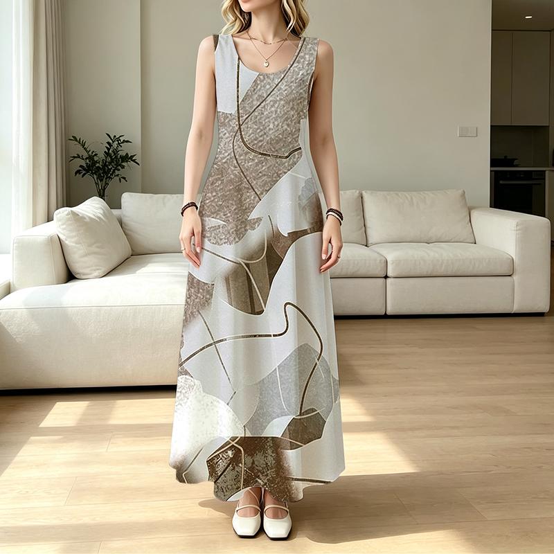 Women's A-Line Sleeveless Loose Maxi Dress,Lightweight Flattering Slimming Dress for Daily Commute & Home,Versatile Fashion Casual Dress