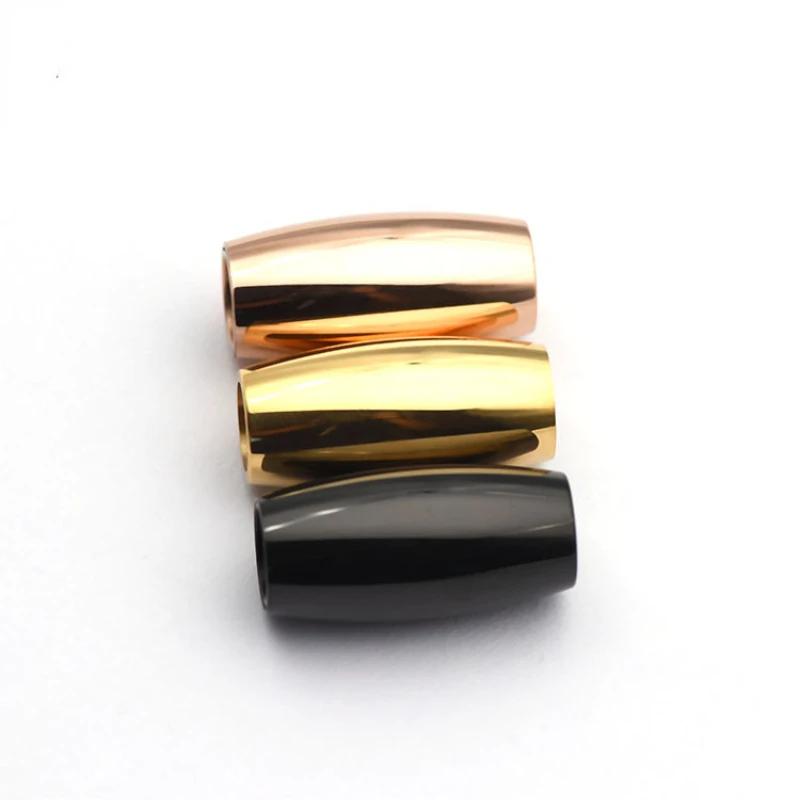 5pcs Olive-shaped Stainless Steel Magnet Clasps Head Radian Body Titanium Steel Buckle Leather Rope Bracelet Jewelry Clasps