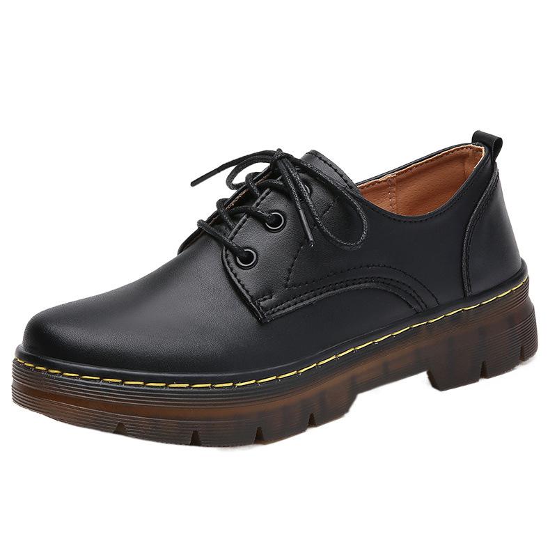Retro small leather shoes soft sole spring and autumn single shoes British style platform thick heel big head shoes Martin