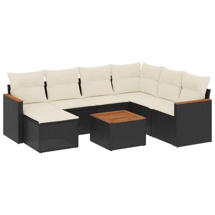 VidaXL Garden Lounge Set with Cushions 8 Pcs, Patio Sofas, Patio Furniture Set, Outdoor Furniture, Black 3258612