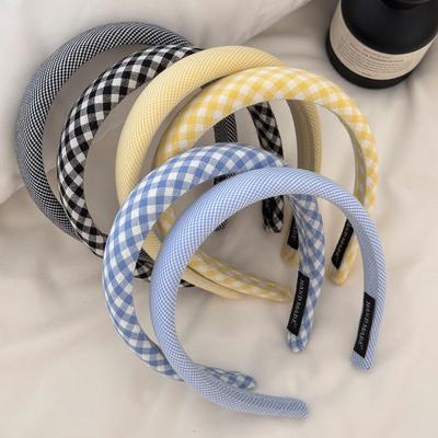 Fascia a spugna a quadri crema per ragazza stile retrò dolce versatile fascia per lavare il viso copricapo accessori per capelli stile giapponese e coreano