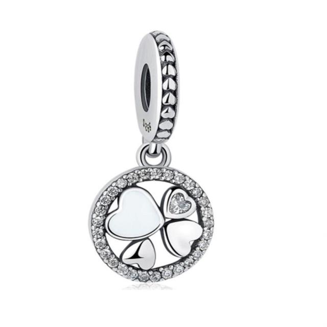 Ajustement Original mode Bracelet étincelant trèfle à quatre feuilles balancent breloque perle bijoux à bricoler soi-même pour les femmes cadeau