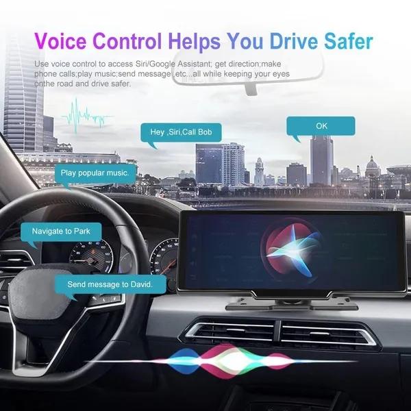 HD 9.3" Screen Portable DashCam Suppport Rear Camera Built In Camera Supports Wireless ćar-Pláy&Android Auto/ Voice Control