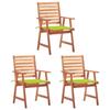 Day and Night - Day and Night Garden Dining Chairs 3 Units Solid Acacia Wood and Cushions